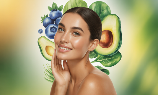“Fresh vegetables, fruits, and water-rich foods for healthy glowing skin”
