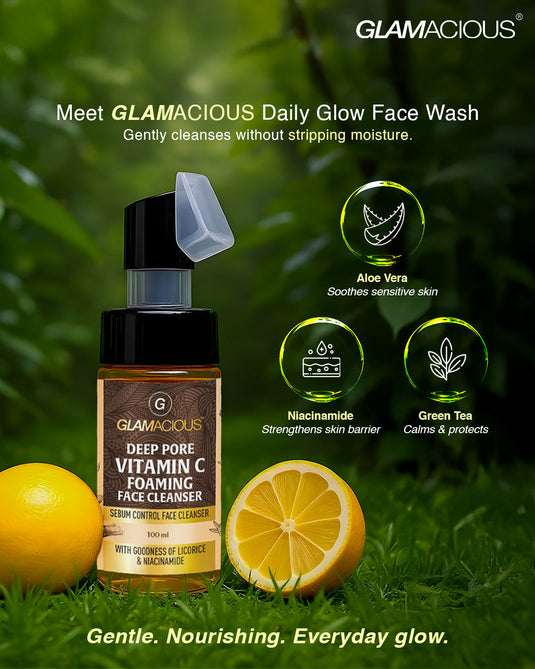 Glamacious Deep Pore Vitamin C Foaming Face Cleanser for glowing skin