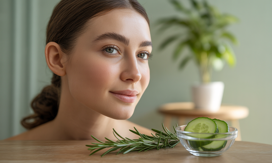 Woman with radiant, healthy skin applying natural skincare moisturizer without harsh chemicals