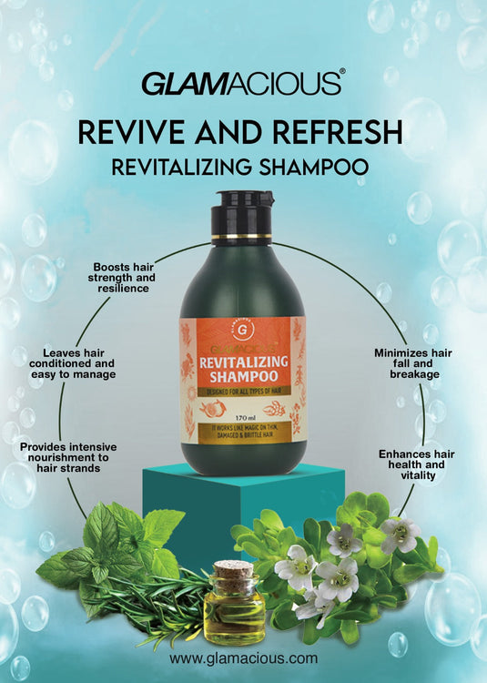 Glamacious Revitalizing Shampoo – Natural shampoo for damaged hair in eco-friendly packaging