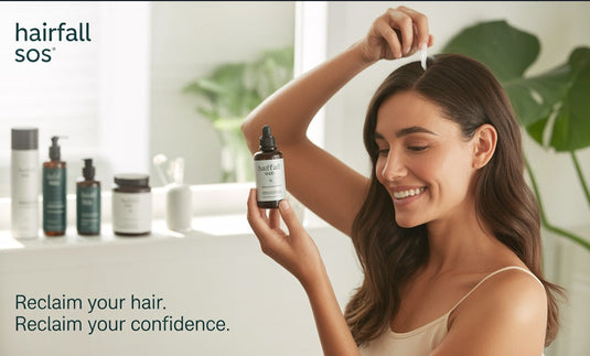 Woman applying fresh aloe vera gel to scalp for hair growth.
