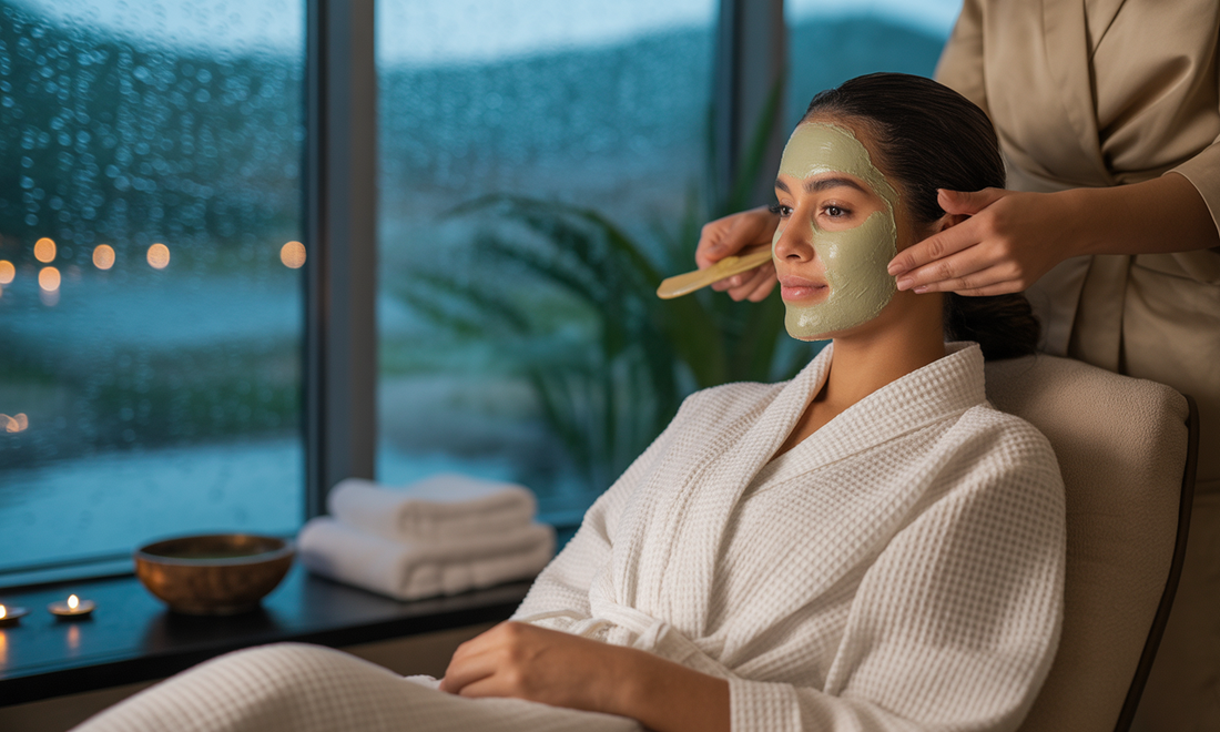 Woman cleansing her face with Glamacious Deep Pore Vitamin C Foaming Face Cleanser during monsoo