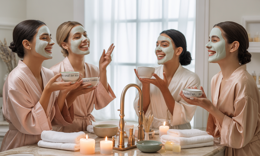 Housewife enjoying a relaxing weekend skincare and haircare routine at home with Glamacious products for glowing skin and shiny hair