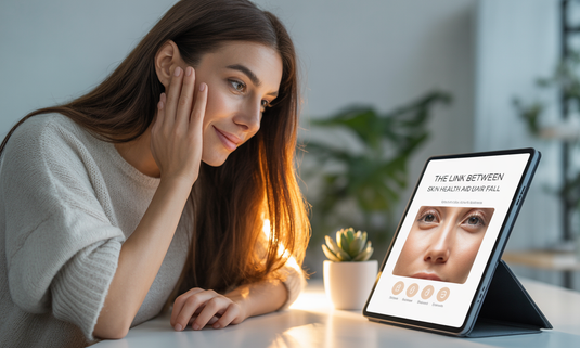 Close-up of a healthy scalp with vibrant hair strands, illustrating the connection between scalp skin health and reduced hair fall