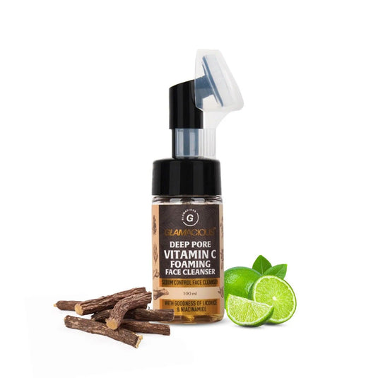 Best Vitamin C Face Wash – Glamacious Deep Pore Foaming Cleanser with Licorice & Niacinamide for Radiant, Oil-Free Skin | Deep Cleansing & Brightening Formula - Glamacious