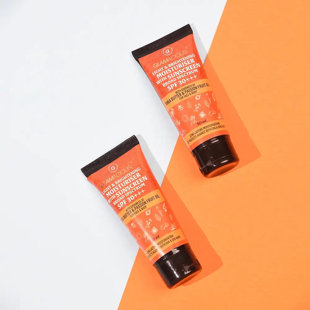 Glamacious Light & Brightening Moisturiser with sunscreen broad spectrum SPF 30+++ - Glamacious