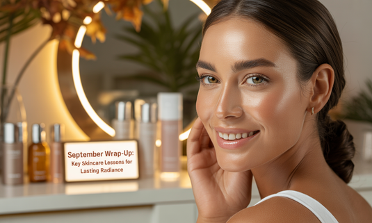 September skincare wrap-up tips for glowing skin with Glamacious products – cleanser, sunscreen, and serum for lasting radiance