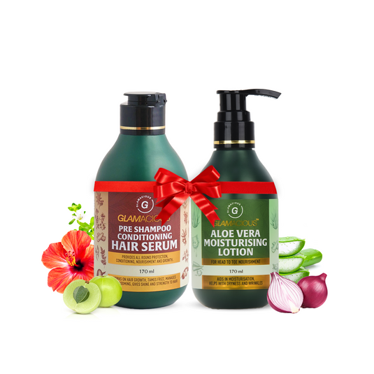 ​Pre shampoo conditioning hair serum + Aloe vera moisturising lotion - Glamacious