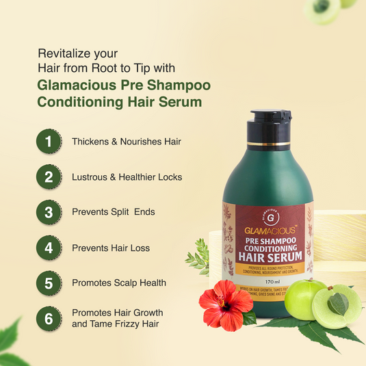 ​Pre-shampoo conditioning hair serum+ Revitalizing shampoo+ Aloe vera moisturising lotion - Glamacious
