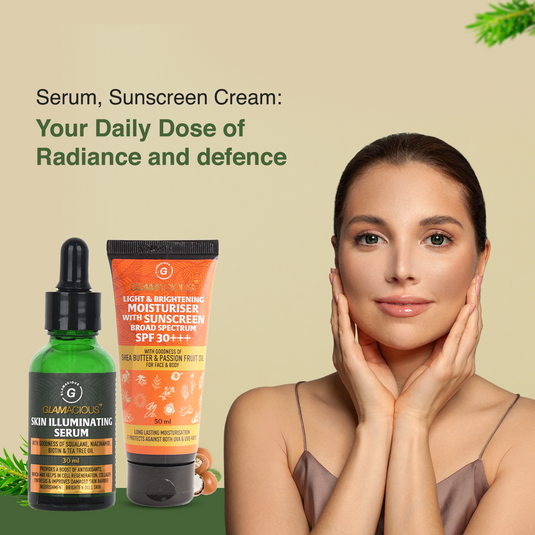 ​Skin illumanating serum +  light & bright sunscreen with moist spf 30 +++ - Glamacious