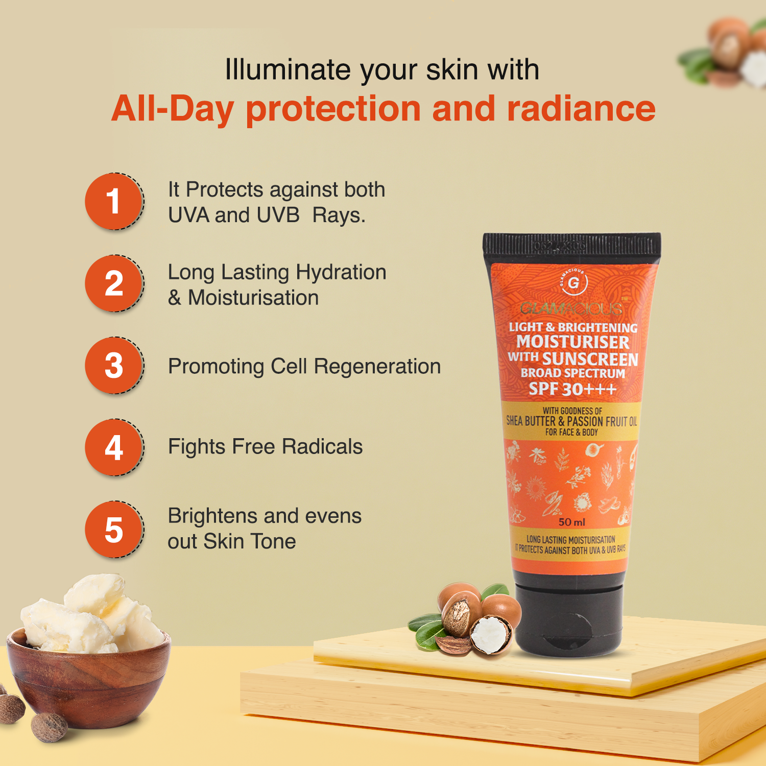 ​Deep pore vit c foaming face cleanser + Light & Brightening  sunscreen with  Moisturiser spf 30+++ ,Skin illumanating Face serum - Glamacious