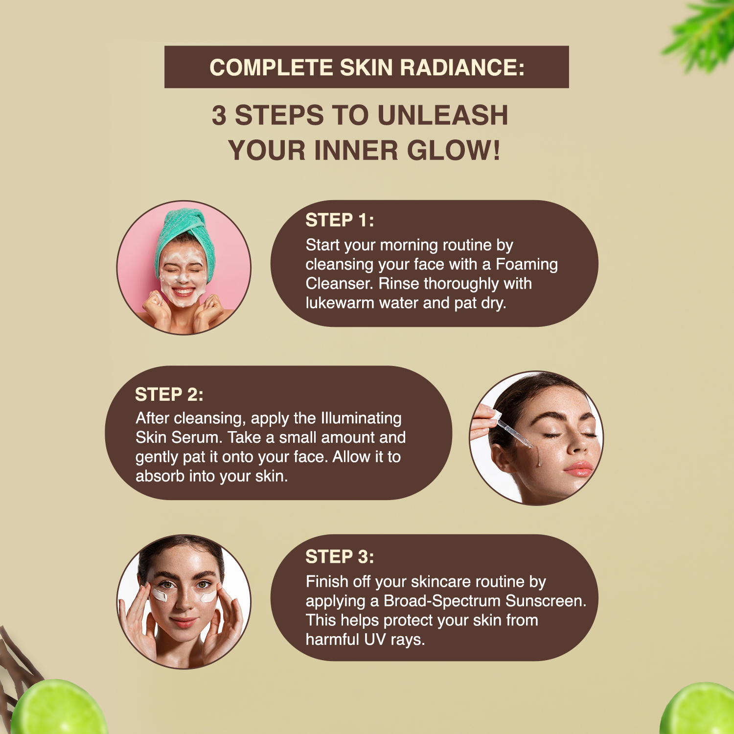 ​Deep pore vit c foaming face cleanser + Light & Brightening  sunscreen with  Moisturiser spf 30+++ ,Skin illumanating Face serum - Glamacious