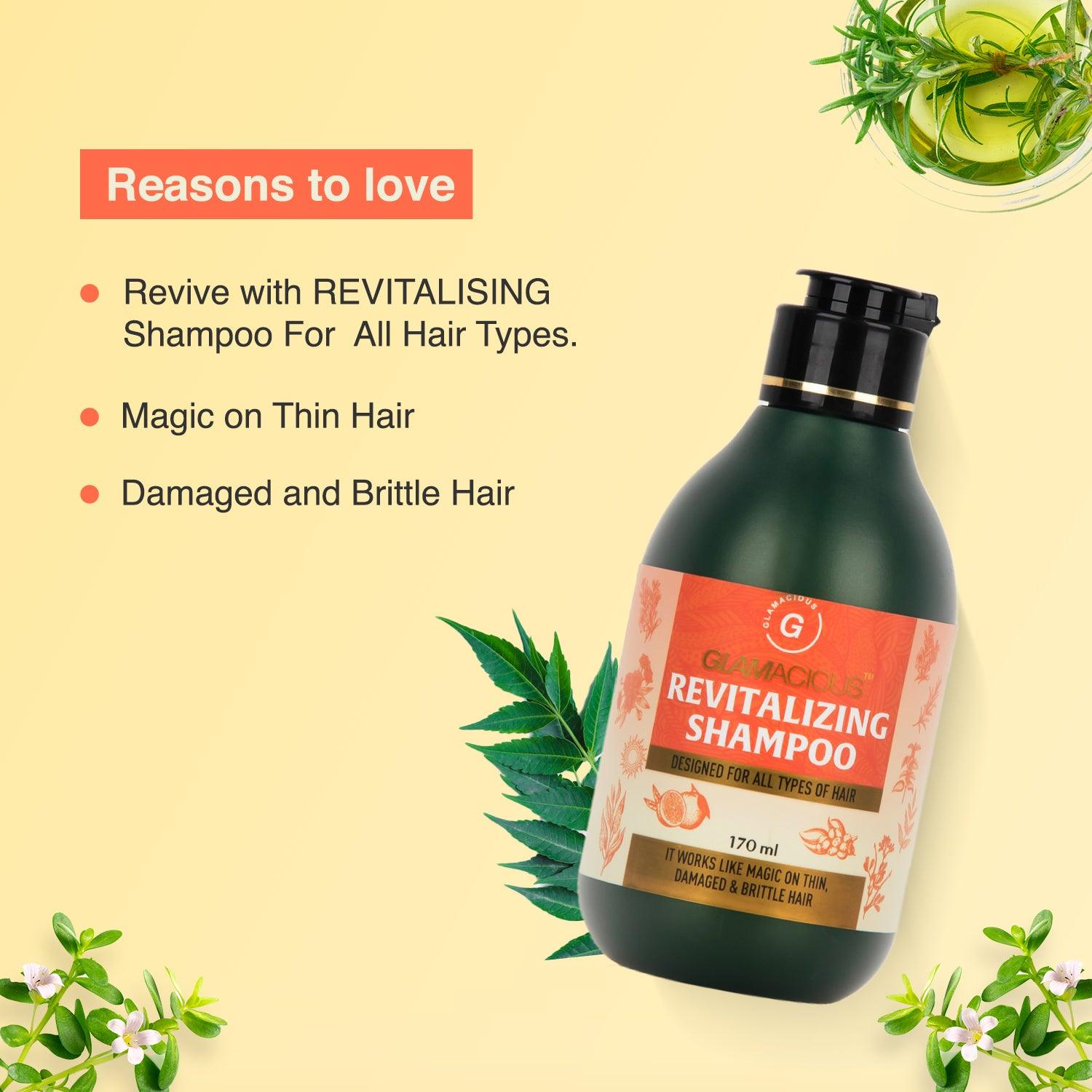 Reasons to love Glamacious Hair Revitalizing Shampoo - suitable for thin, damaged, and brittle hair