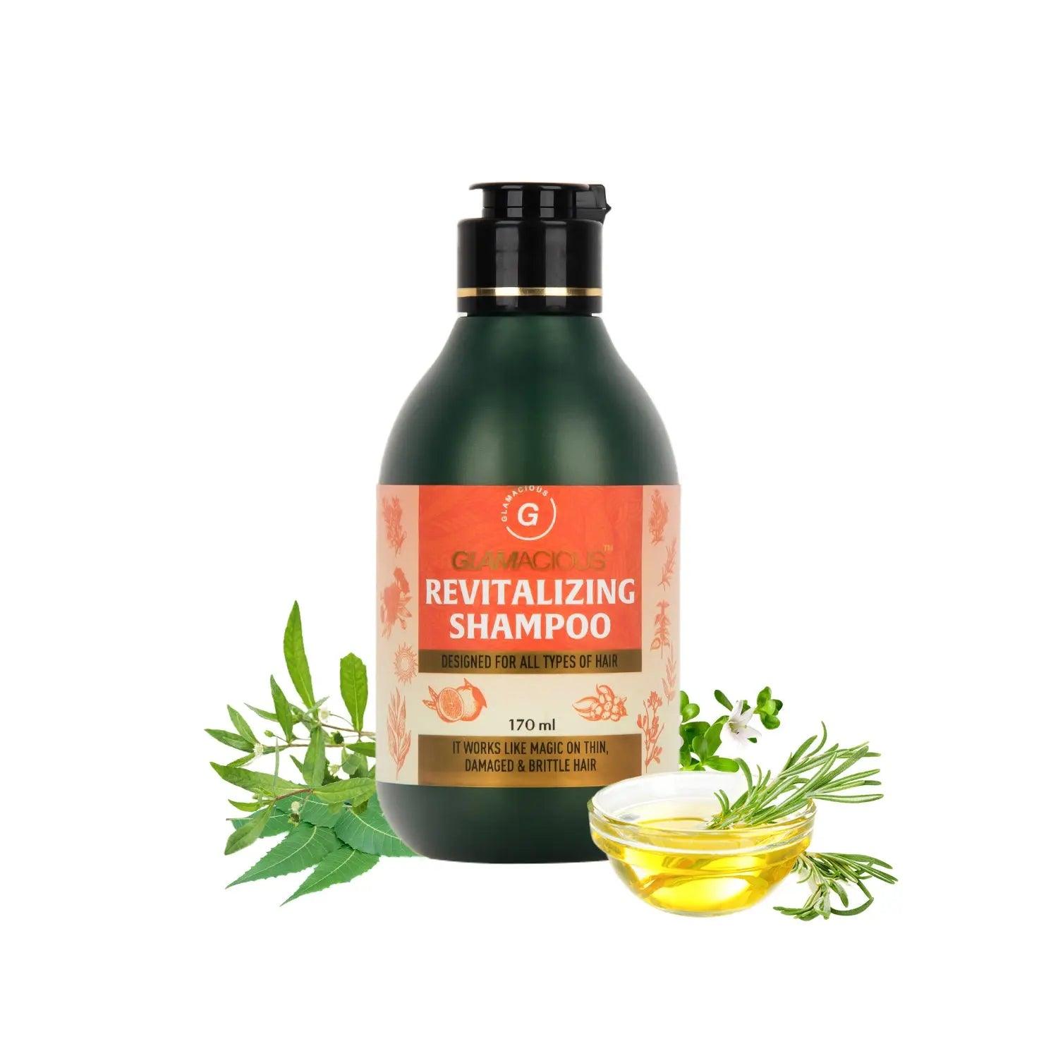 Glamacious Hair Revitalizing Shampoo – Strengthen & Nourish Thin, Damaged Hair | Natural Ingredients for Healthier, Fuller Hair – 170ml - Glamacious